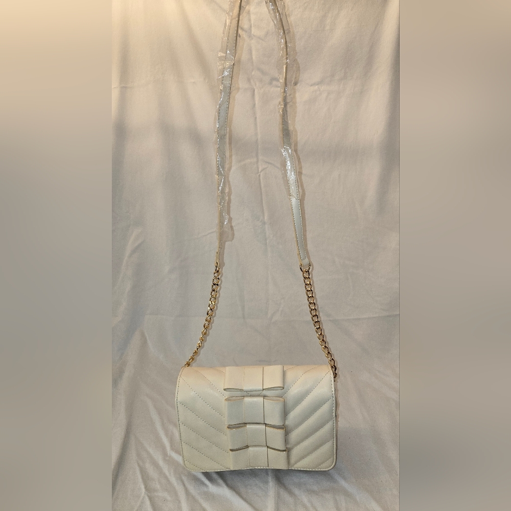 Betsey Johnson Cream Quilted Crossbody Bag